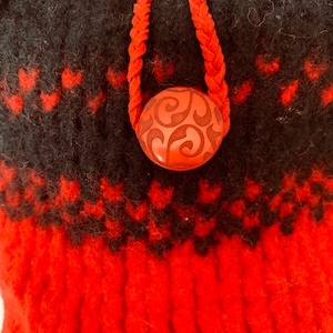 Hand Knits 2 Love Bag Crossbody Messenger Shoulder Felted Wool Designer Original Red Black Fairisle Hip Decorative Button Suede Gift