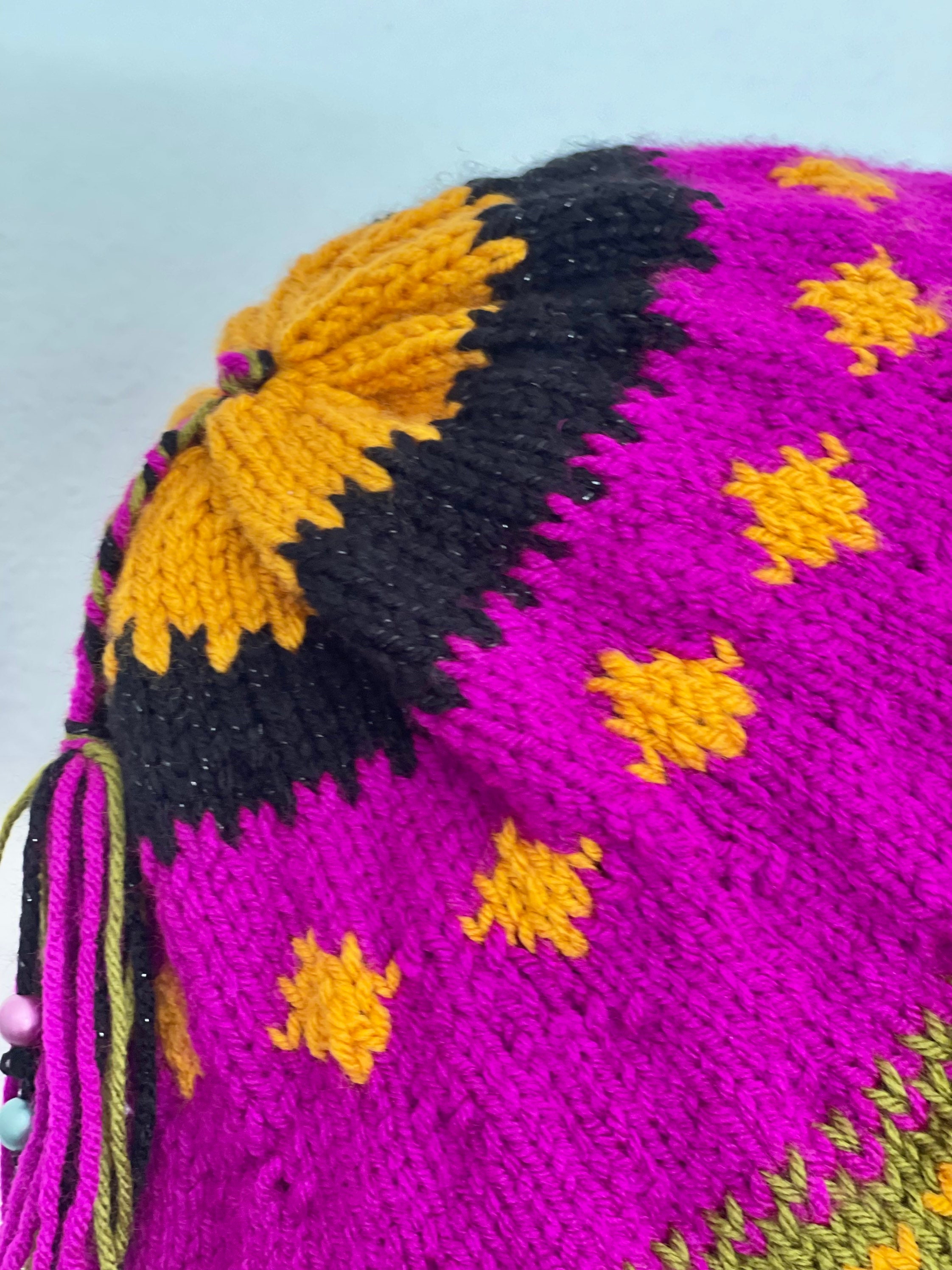 Hand Knits 2 Love Slouch Beanie Hat Cap Beret Tassels Fair-isle Designer Stylish Hand Knits 2 Love Slouch Hat Beanie Cap Beret Tam Fair-isle  main image 2