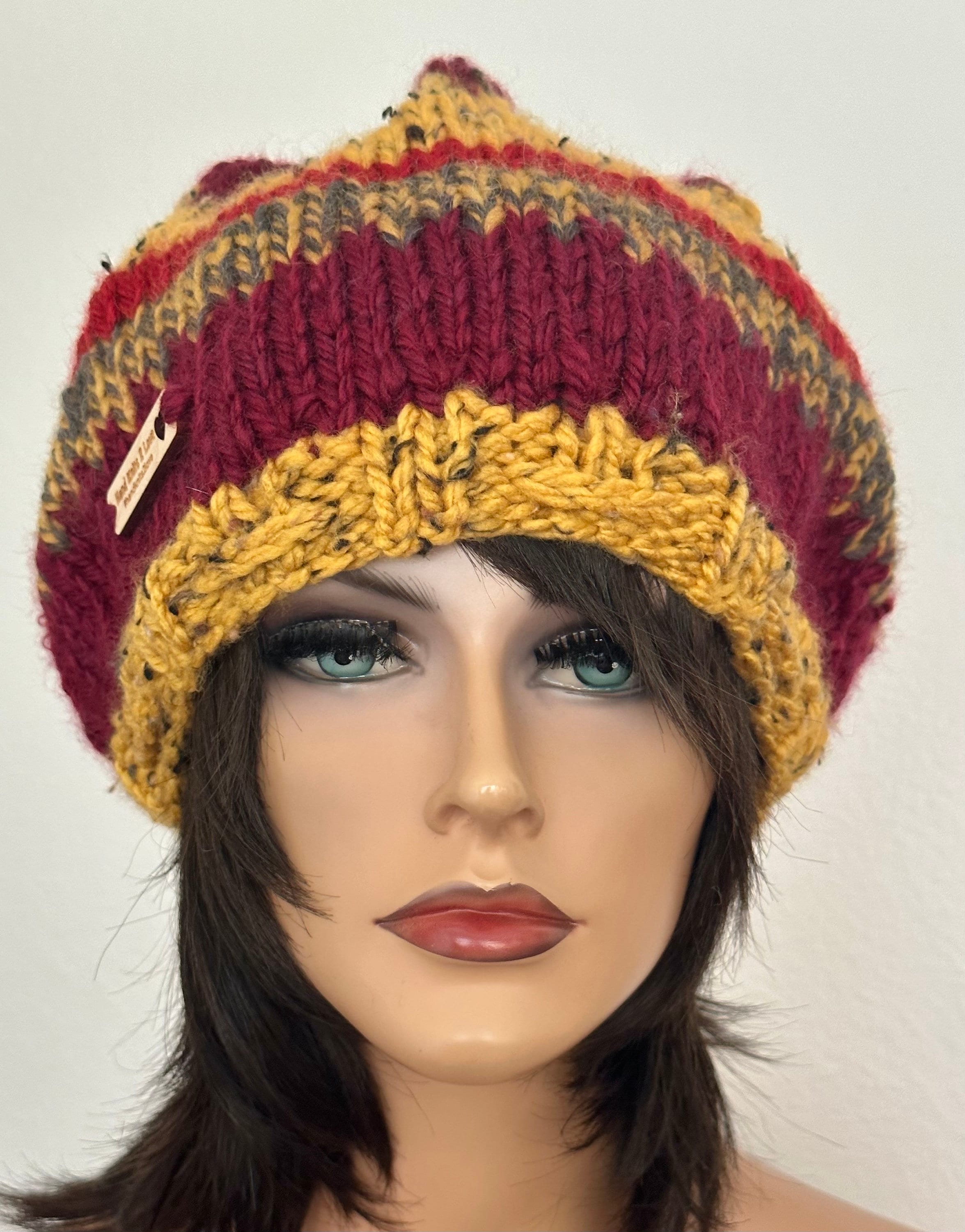 Hand Knits 2 Love Beanie Slouch Beret Fair-isle Semi Chunky  display picture 1