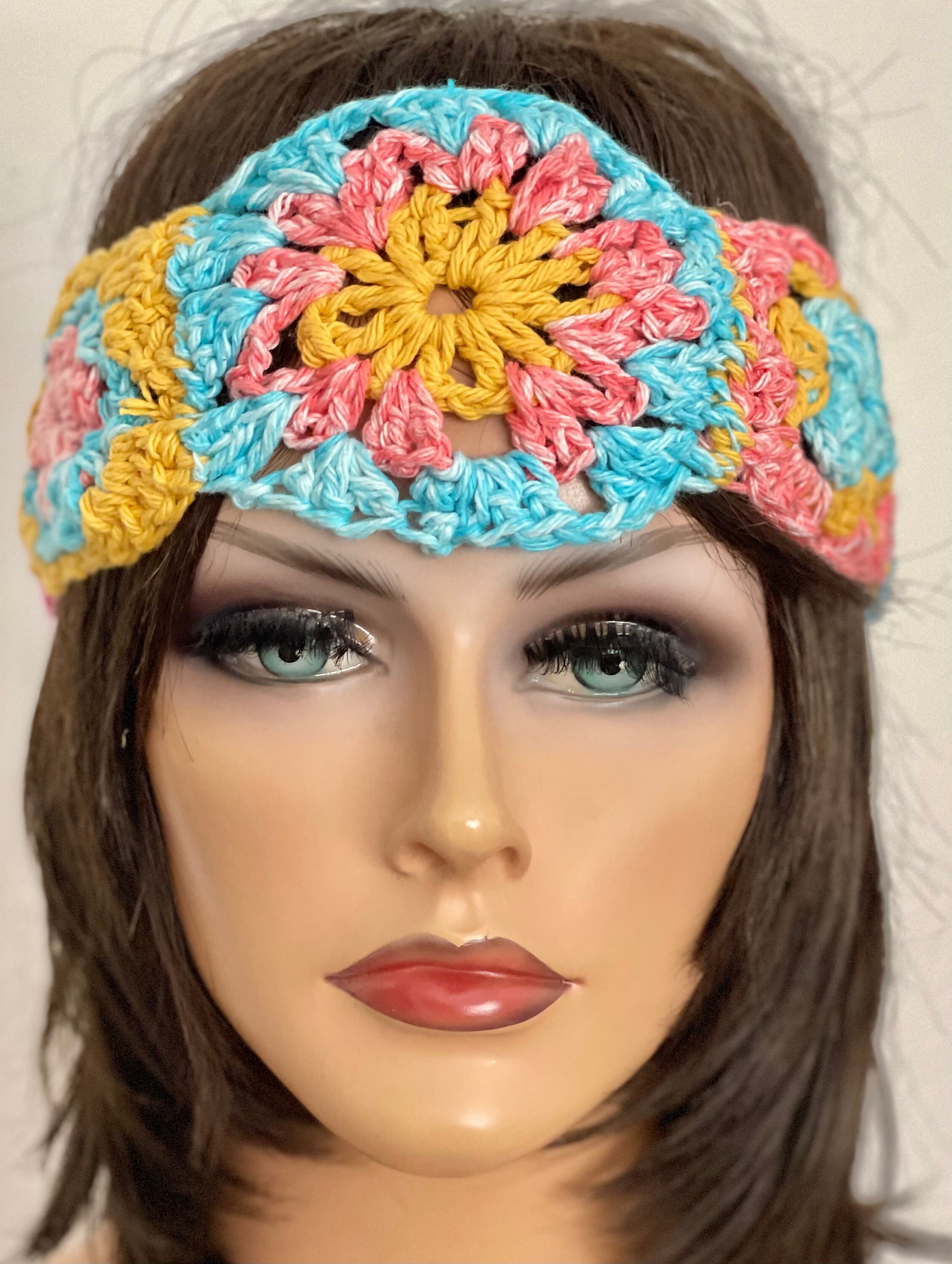 Hand Knits 2 Love Cotton Headband Bandana Headwrap Flower Tie Beads Designer Hip Hand Knits 2 Love Cotton Headband Headwrap Bandana Turban  main image 4
