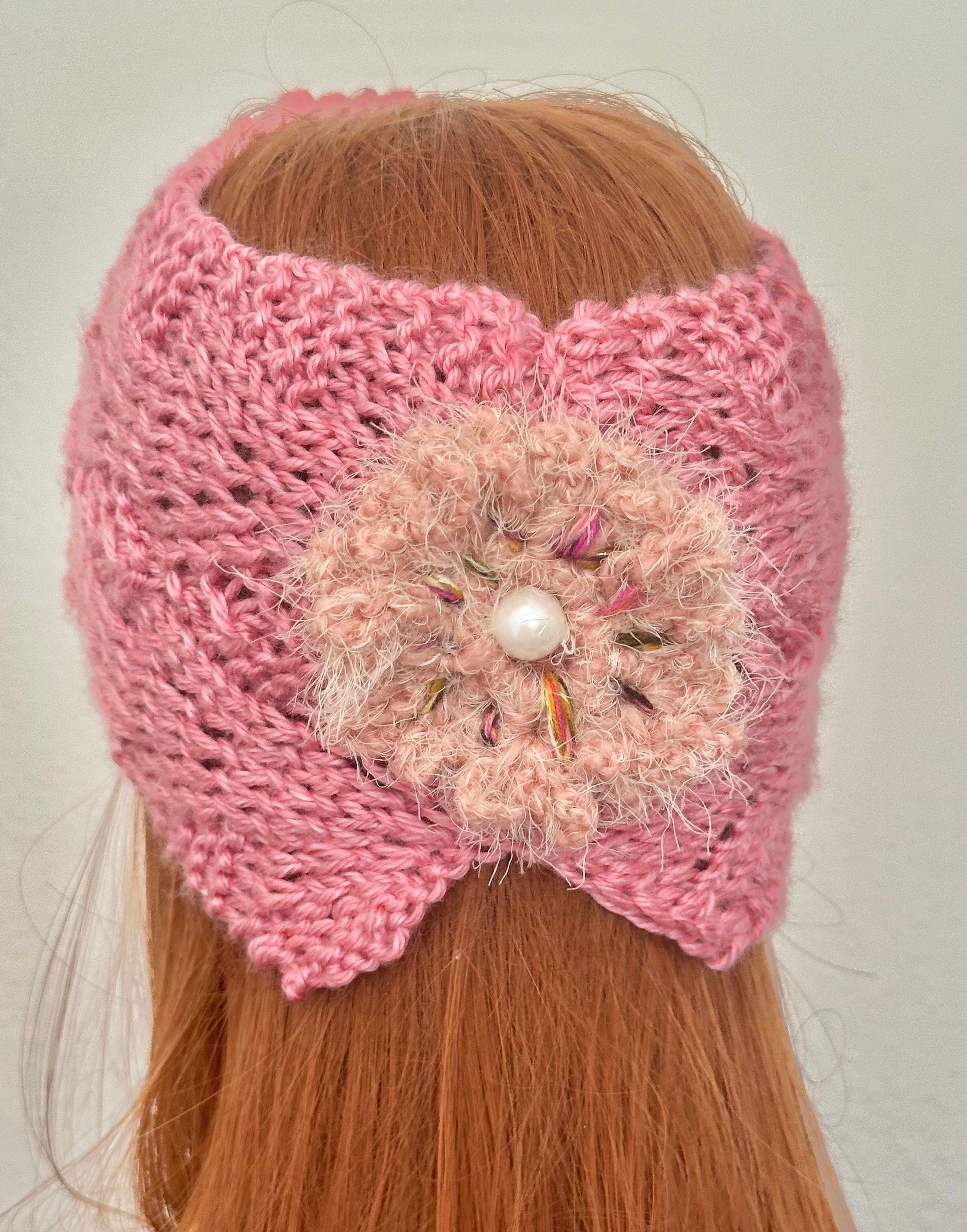 Hand Knits 2 Love Headband Bandana Headwrap Flower Lace 