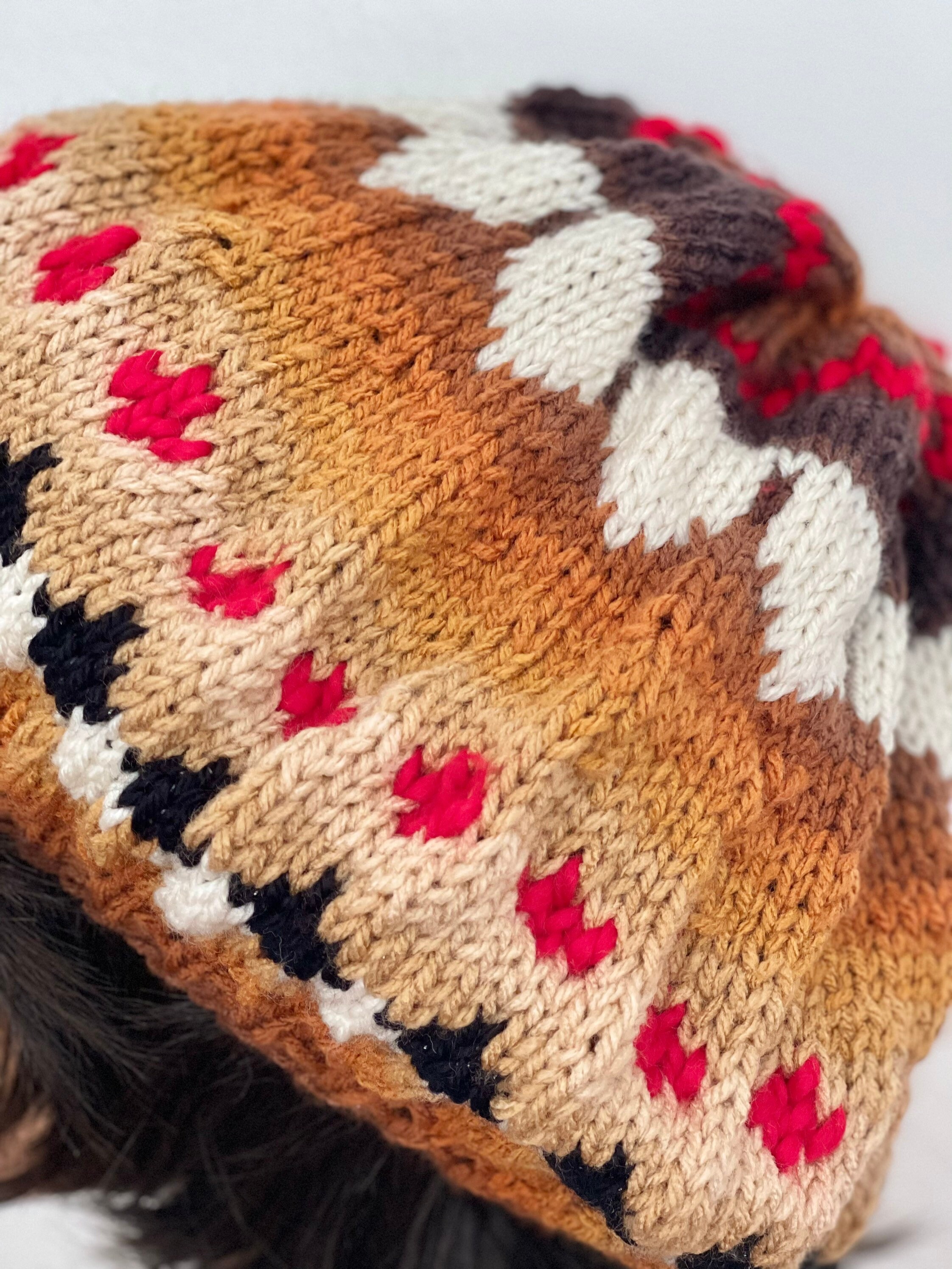 Hand Knits 2 Love Slouch Beanie Hat Cap Beret Tassels Fair-isle Designer Stylish Hand Knits 2 Love Slouch Hat Beanie Cap Beret Tam Fair-isle  main image 4