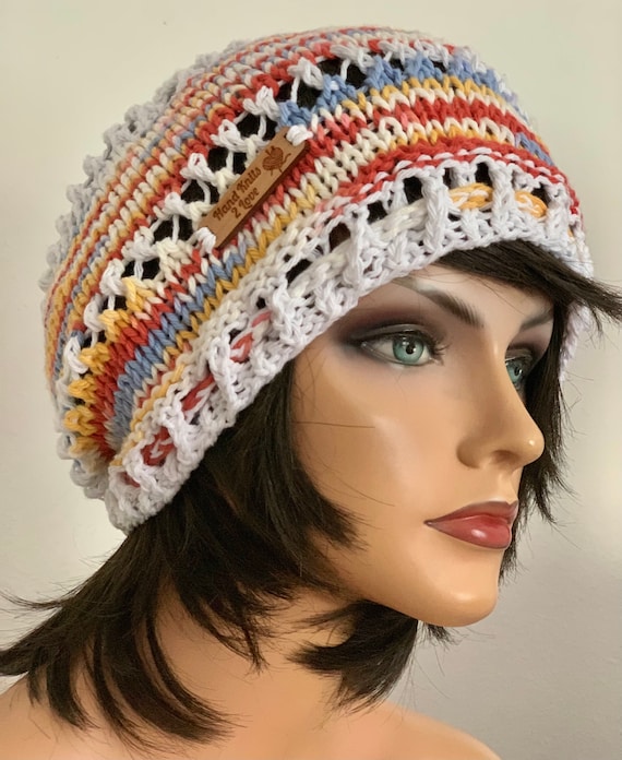Hand Knits 2 Love Cotton Slouch Cap Hat Beret Tam Designer  display picture 3