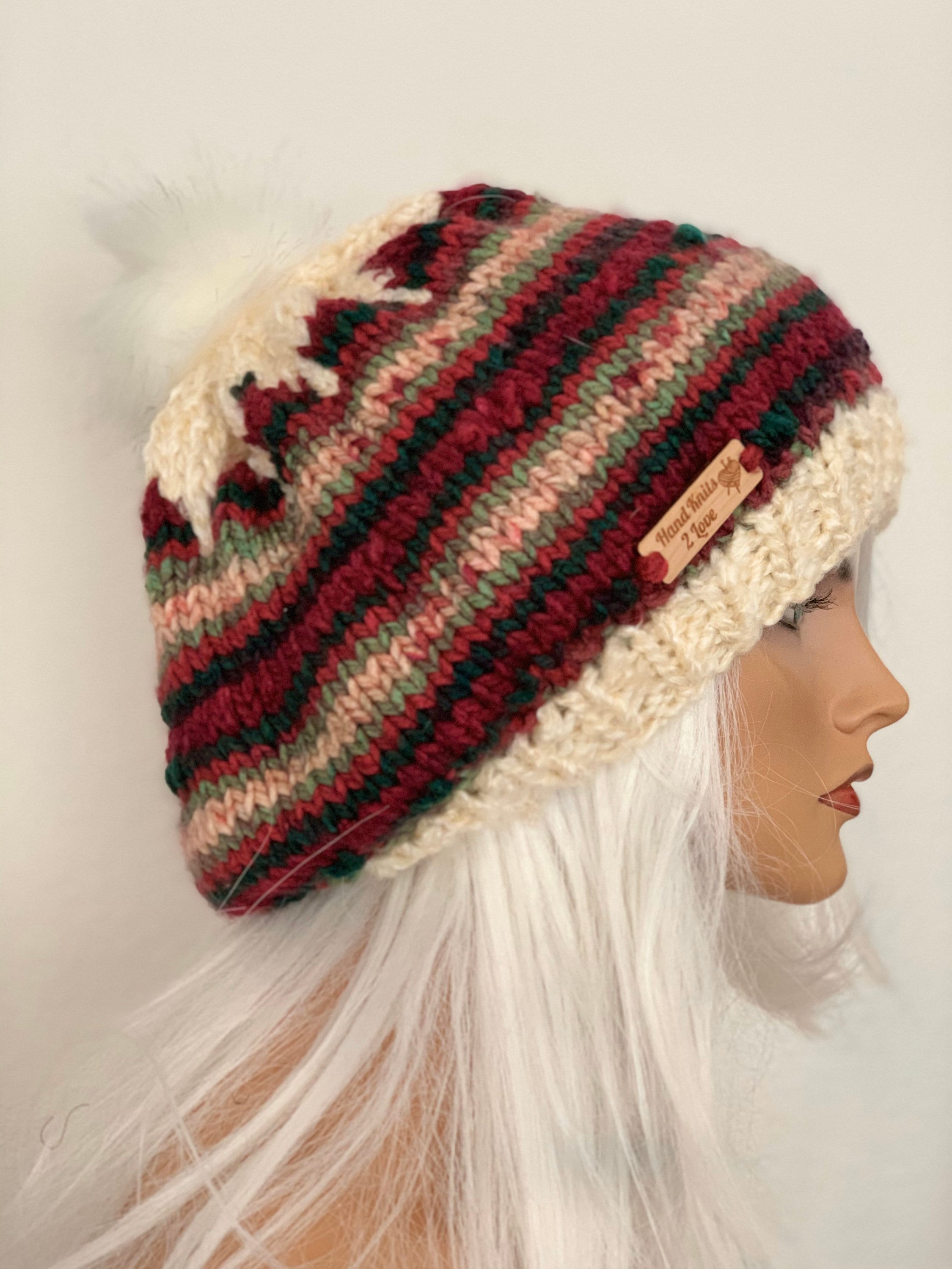 Hand Knits 2 Love Beanie Slouch Hat Cap Beret Designer  display picture 1