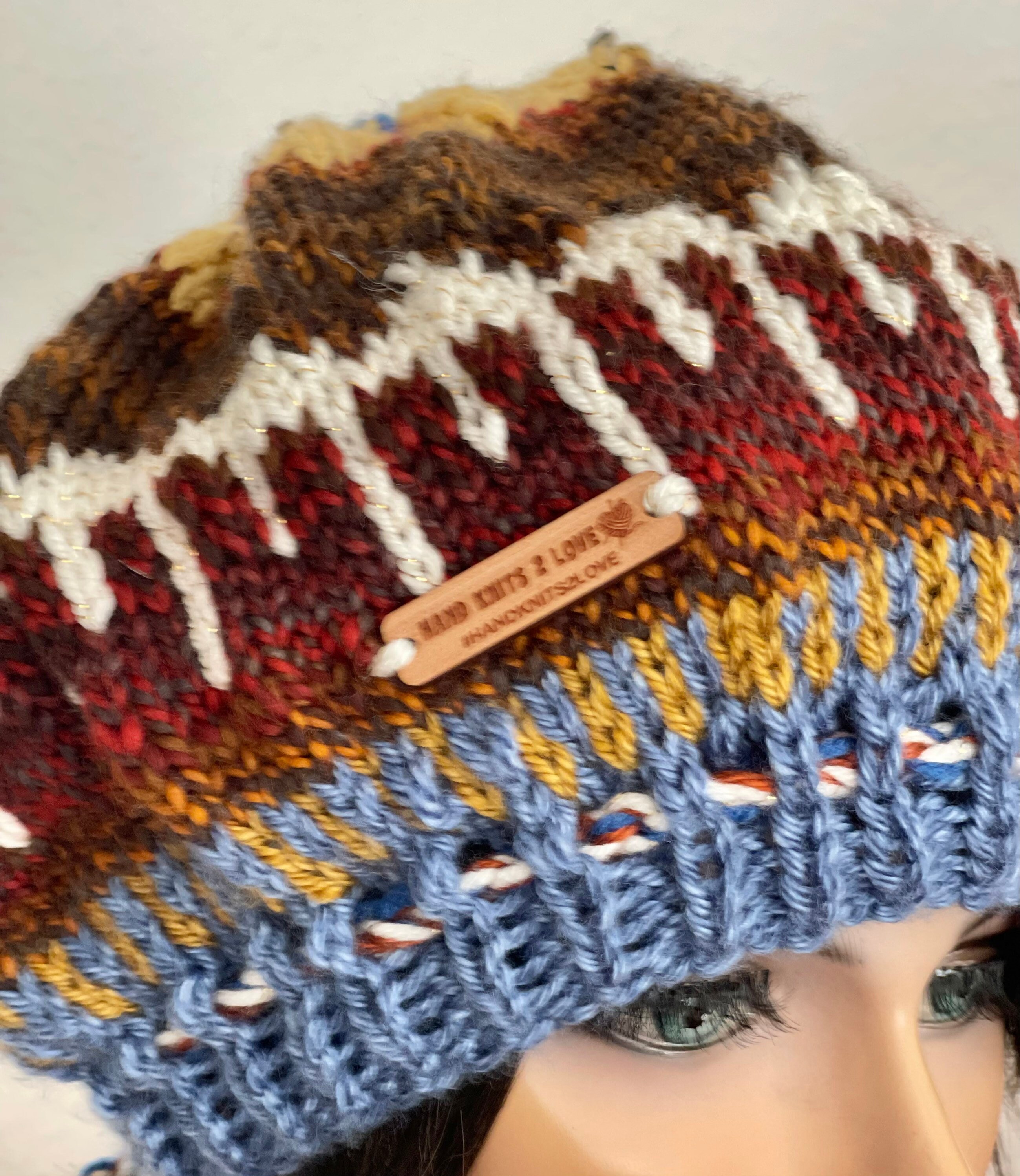 Hand Knits 2 Love Slouch Hat Beanie Cap Tam Fair-isle  display picture 1