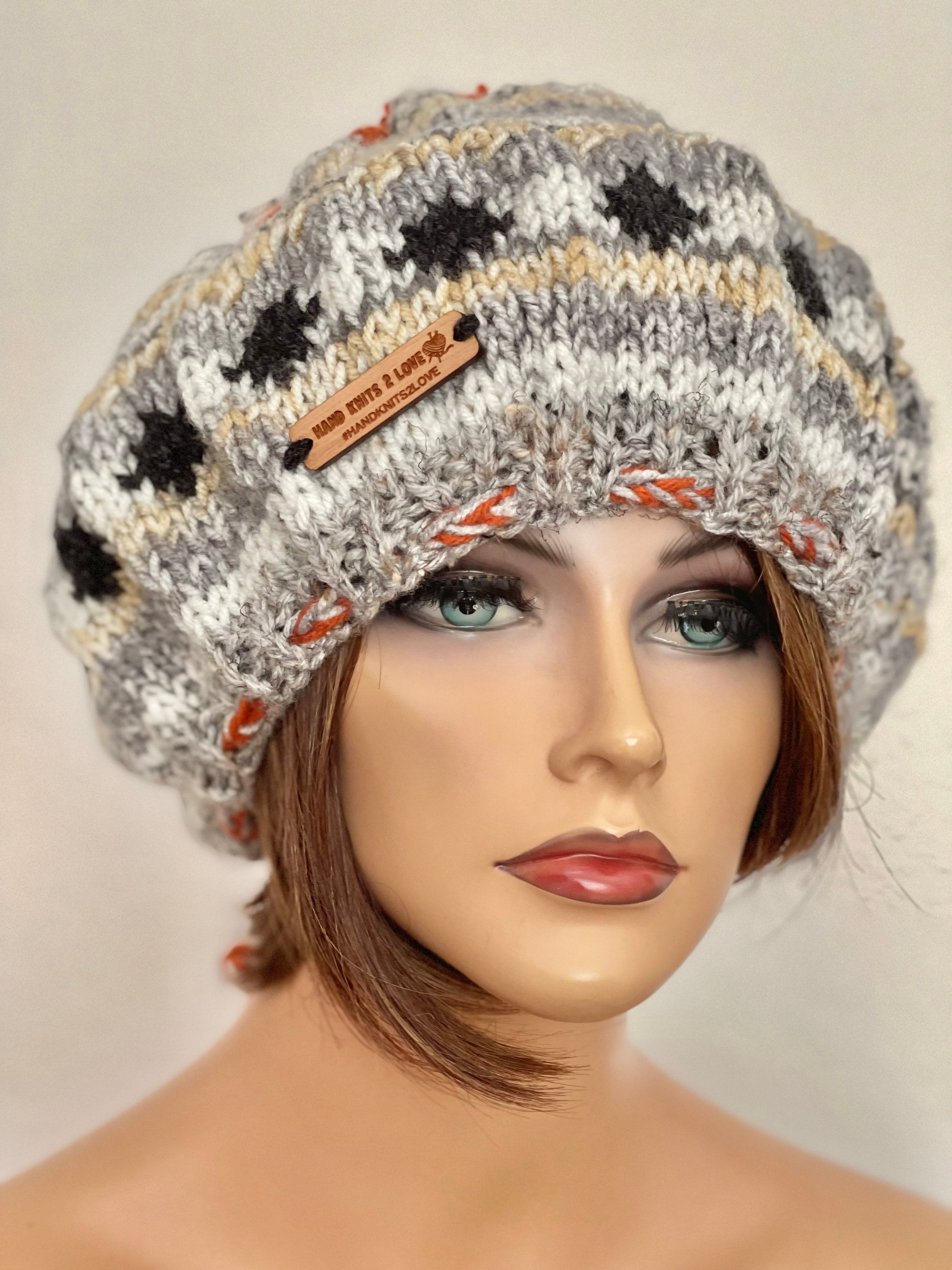 Hand Knits 2 Love Slouch Hat Beanie Beret Tam Adjustable Fit  display picture 1