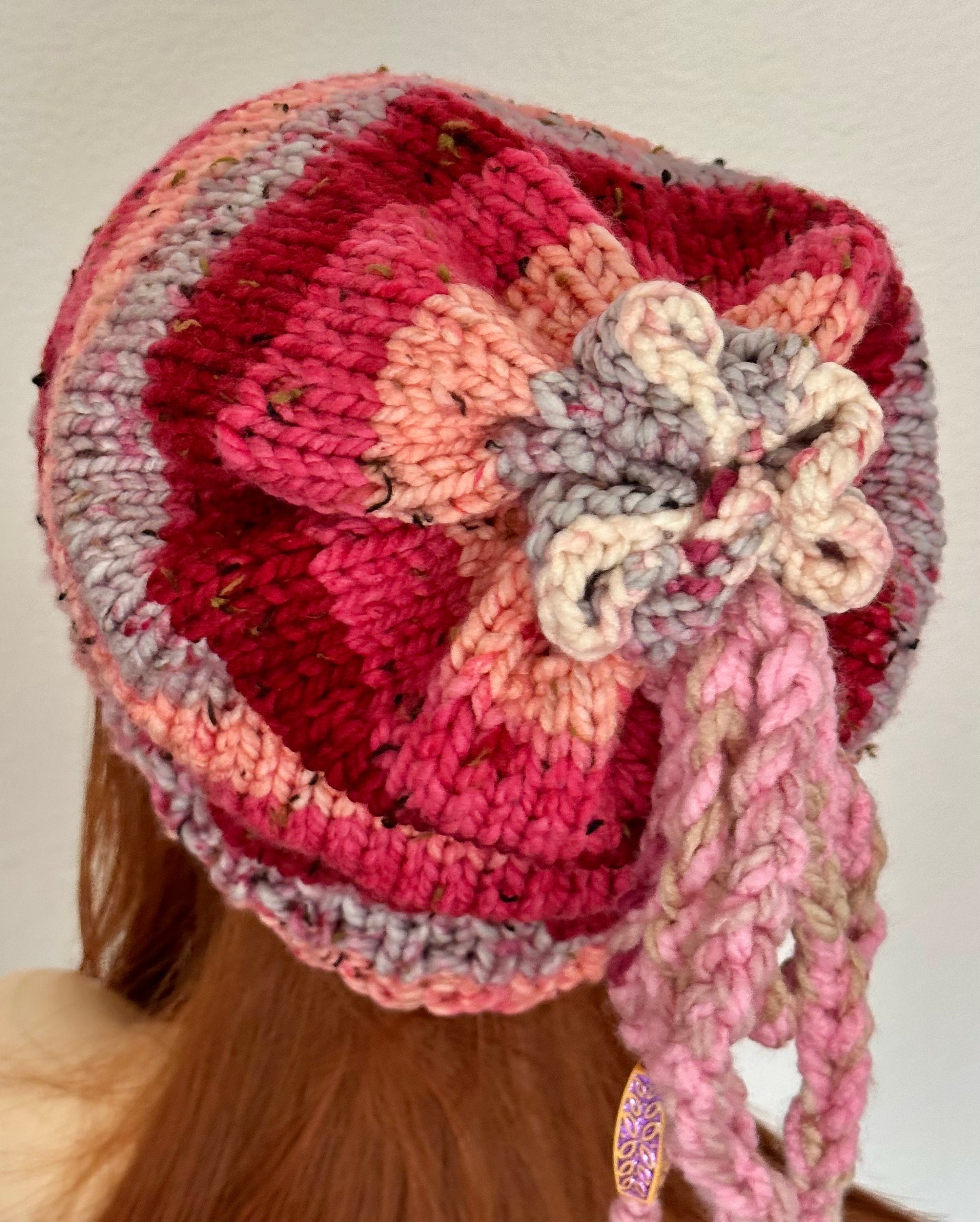 Hand Knits 2 Love Slouch Hat Cap Beanie Ombré Tweed Braid  display picture 3