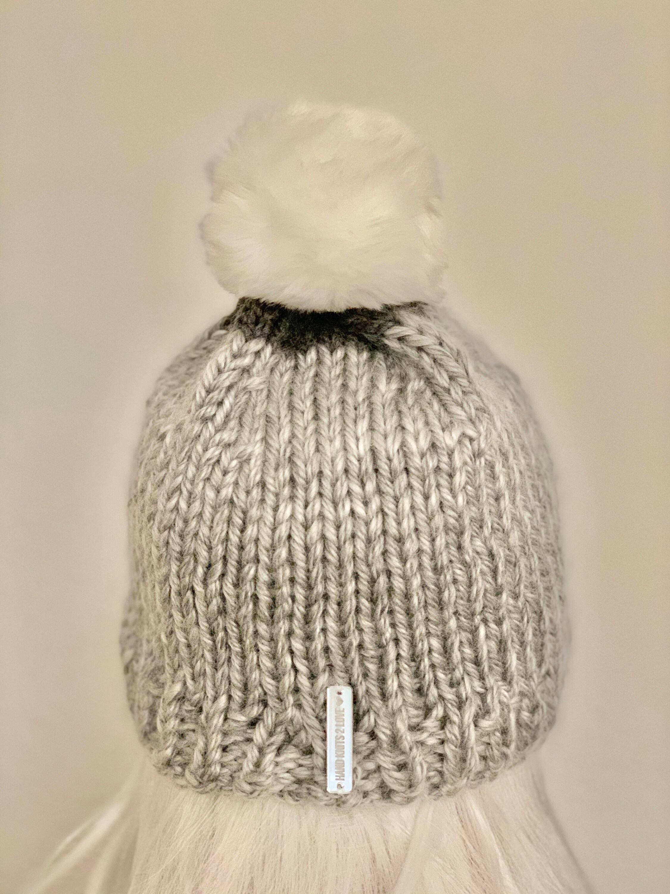 Hans Knit’s 2 Love Beanie Hat Cap Silver Designer Hand Knits 2 Love Beanie Hat Cap Silver Grey Follow Your  main image 4