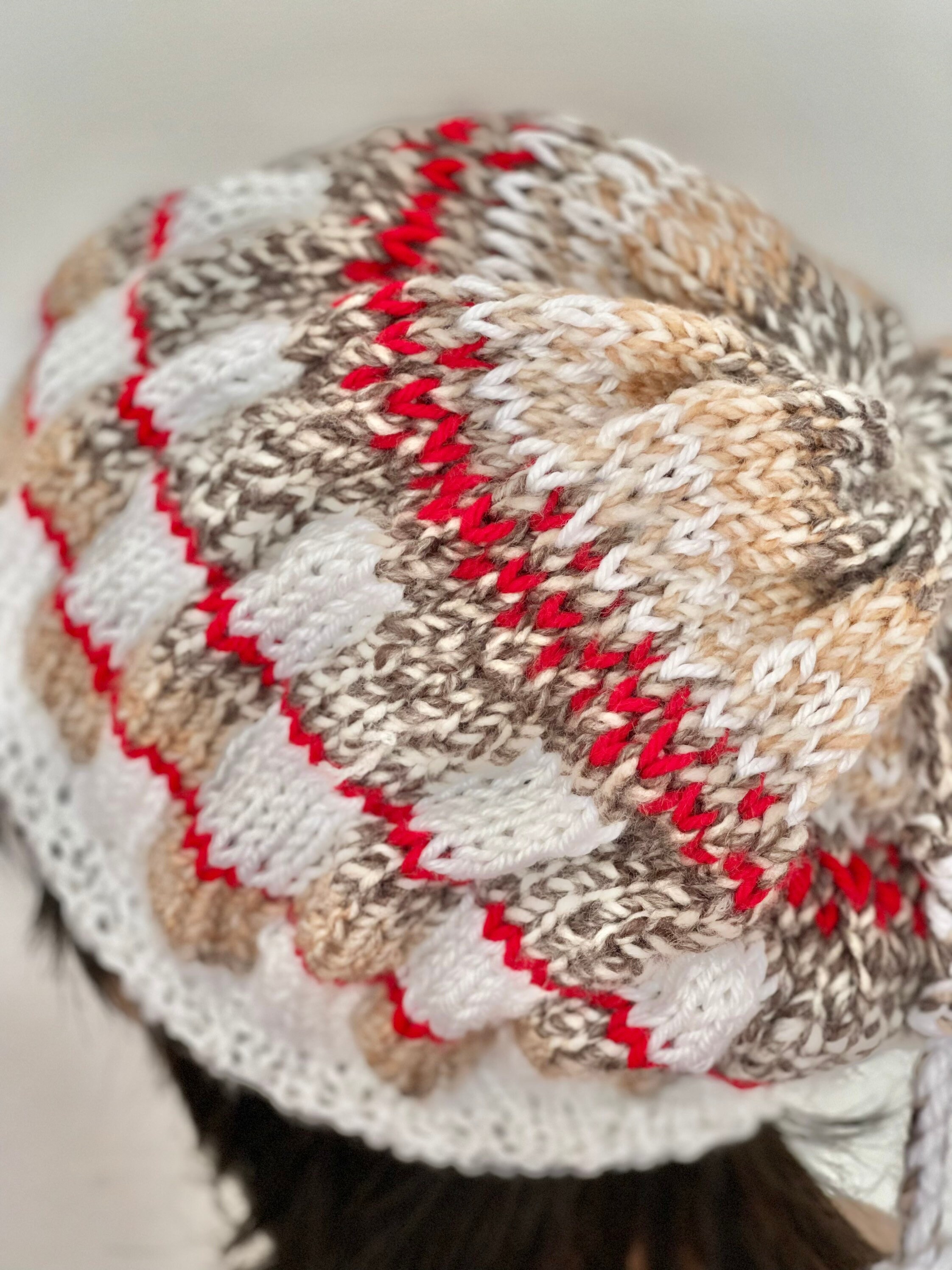 Hand Knits 2 Love Slouch Beanie Cap Hat Plaid Fair-isle Faux Fur Pom Pom Design Hand Knits 2 Love Slouch Beanie Hat Cap Fair-isle Faux Fur  main image 3