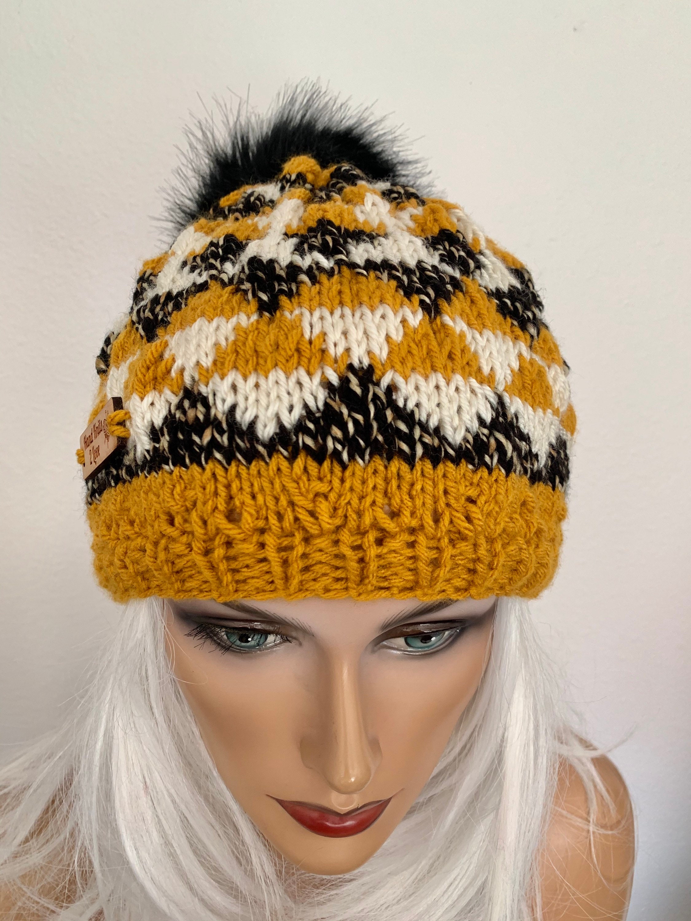 Hand Knits 2 Love Beanie Cap Hat Slouch Plaid Fair-isle 