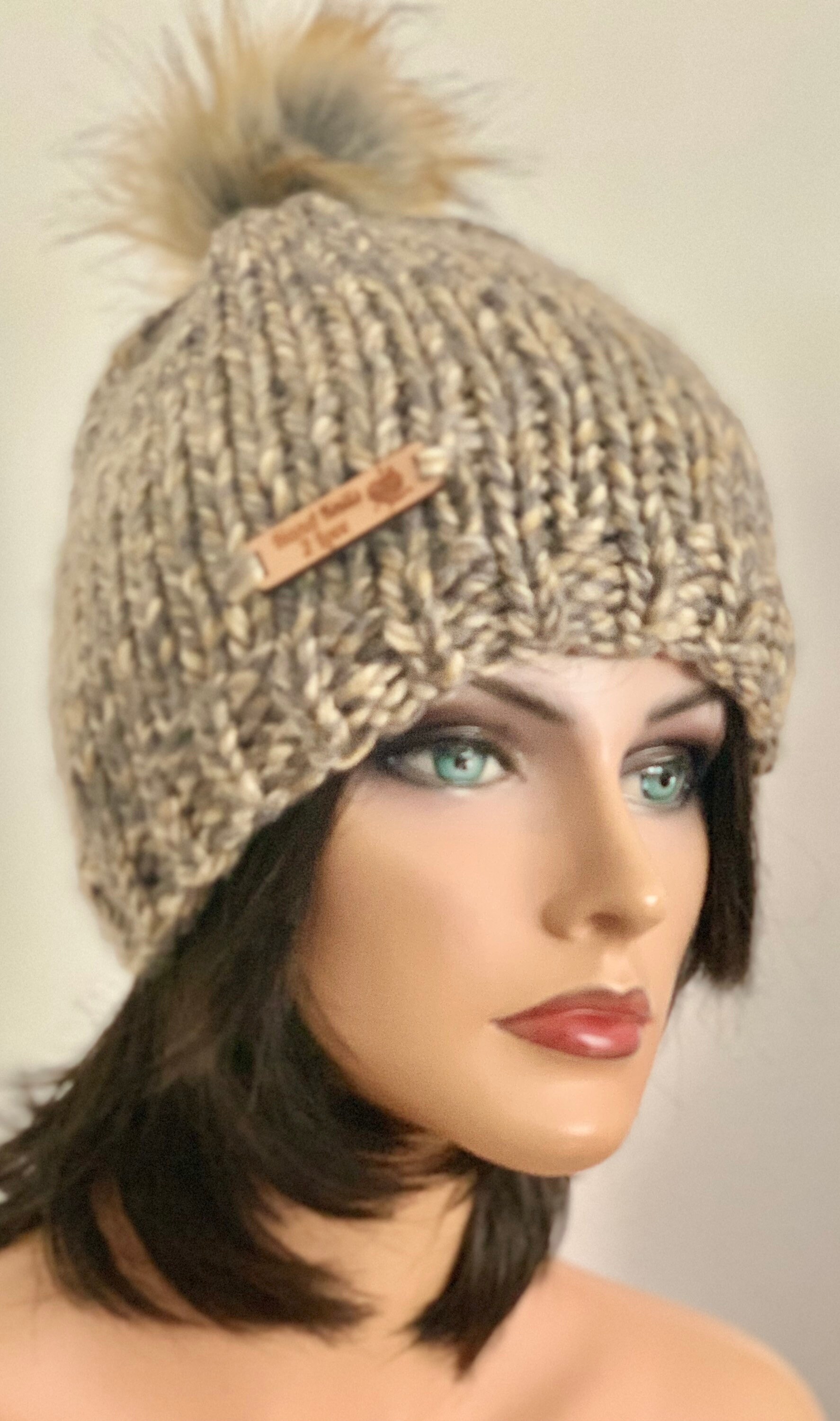 Hand Knits 2 Love Beanie Winter Hat Chunky Ombré Designer Faux Fur Pom Pom Warm Hand Knits 2 Love Slouchy Winter Hat | Mercari main image 3