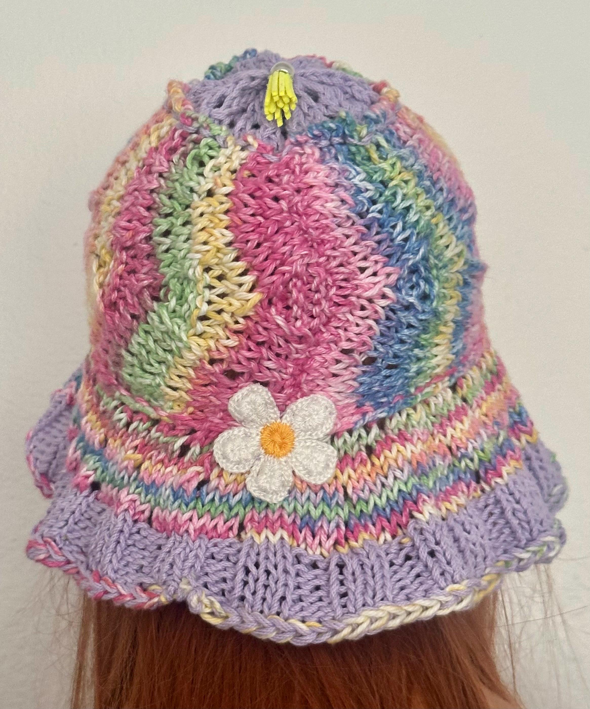 Hand Knits 2 Love Cotton Brim Hat Flower Lace Designer  display picture 3