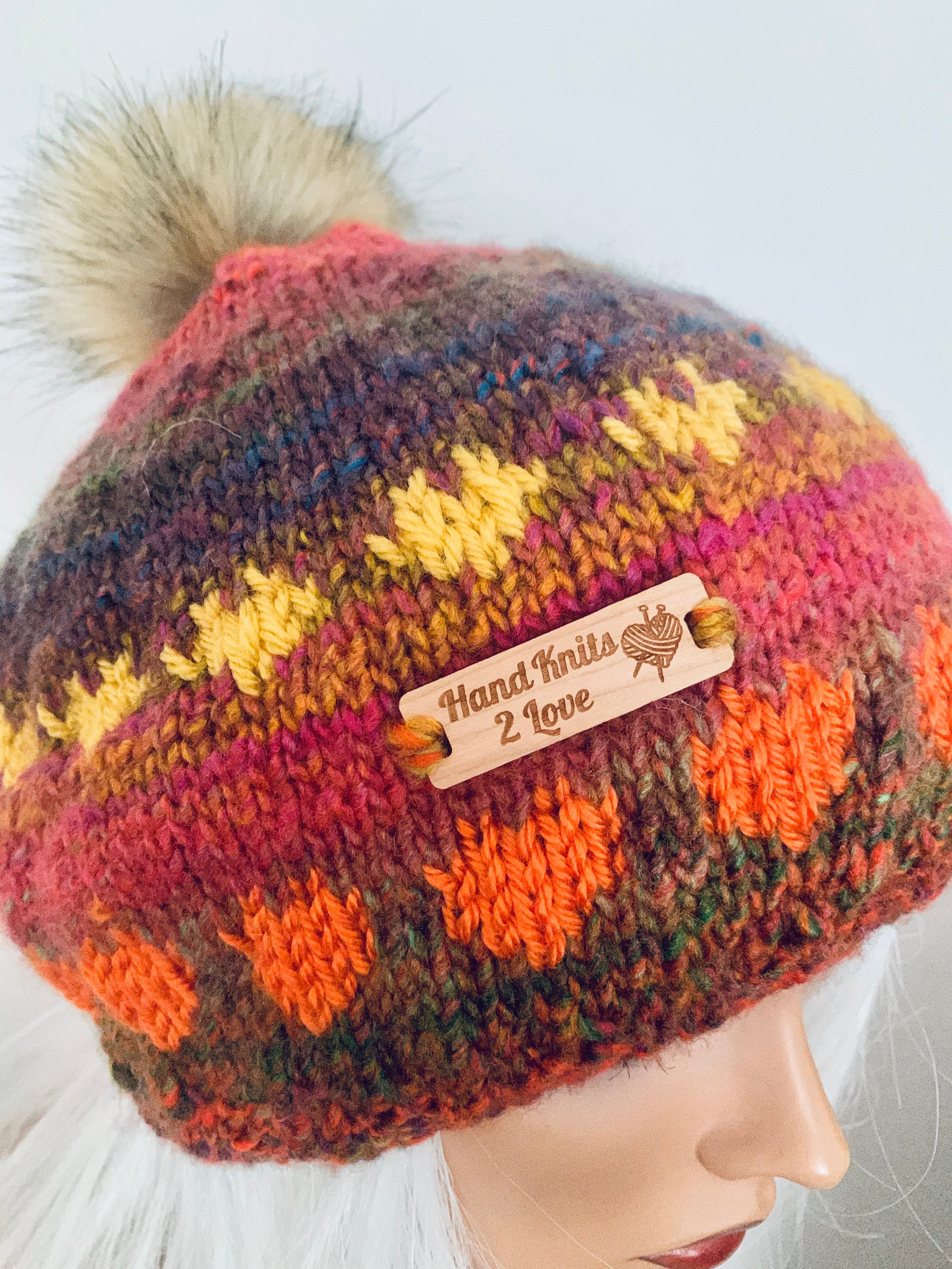 Hand Knits 2 Love Beanie Slouch Hat Cap Hearts Hip Hand Knits 2 Love Slouch Hat Beanie Cap Hearts Valentine  main image 2
