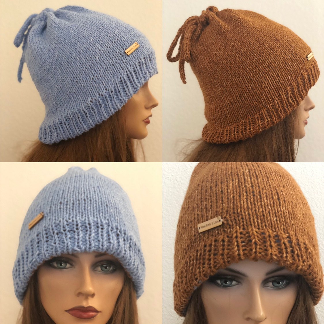 Hand Knits 2 Love Beanie Reversible Two Sided Two Ply Ties  display picture 2