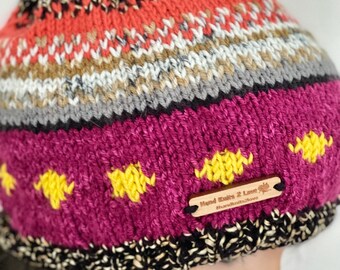 Hand Knits 2 Love Slouch Beanie Hat Cap Fair-isle Paid Tassel Designer Ombre Hand Knits 2 Love Ombre Beanie Hat Slouch Cap Fair-isle Faux  main image 4