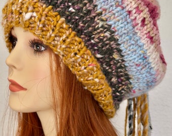 Hand Knits 2 Love Slouch Beanie Hat Cap Semi Chunky  display picture 2