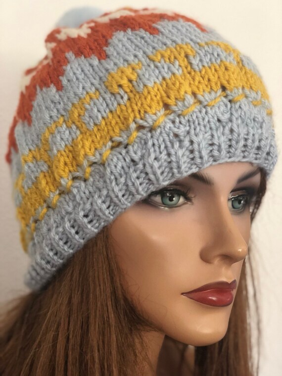 Hand Knits 2 Love Hat Beanie Cap Slouch Fair-isle  display picture 3