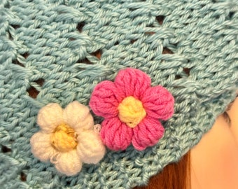 Hand Knits 2 Love Headband Bandana Headwrap Flowers Lacey  display picture 2