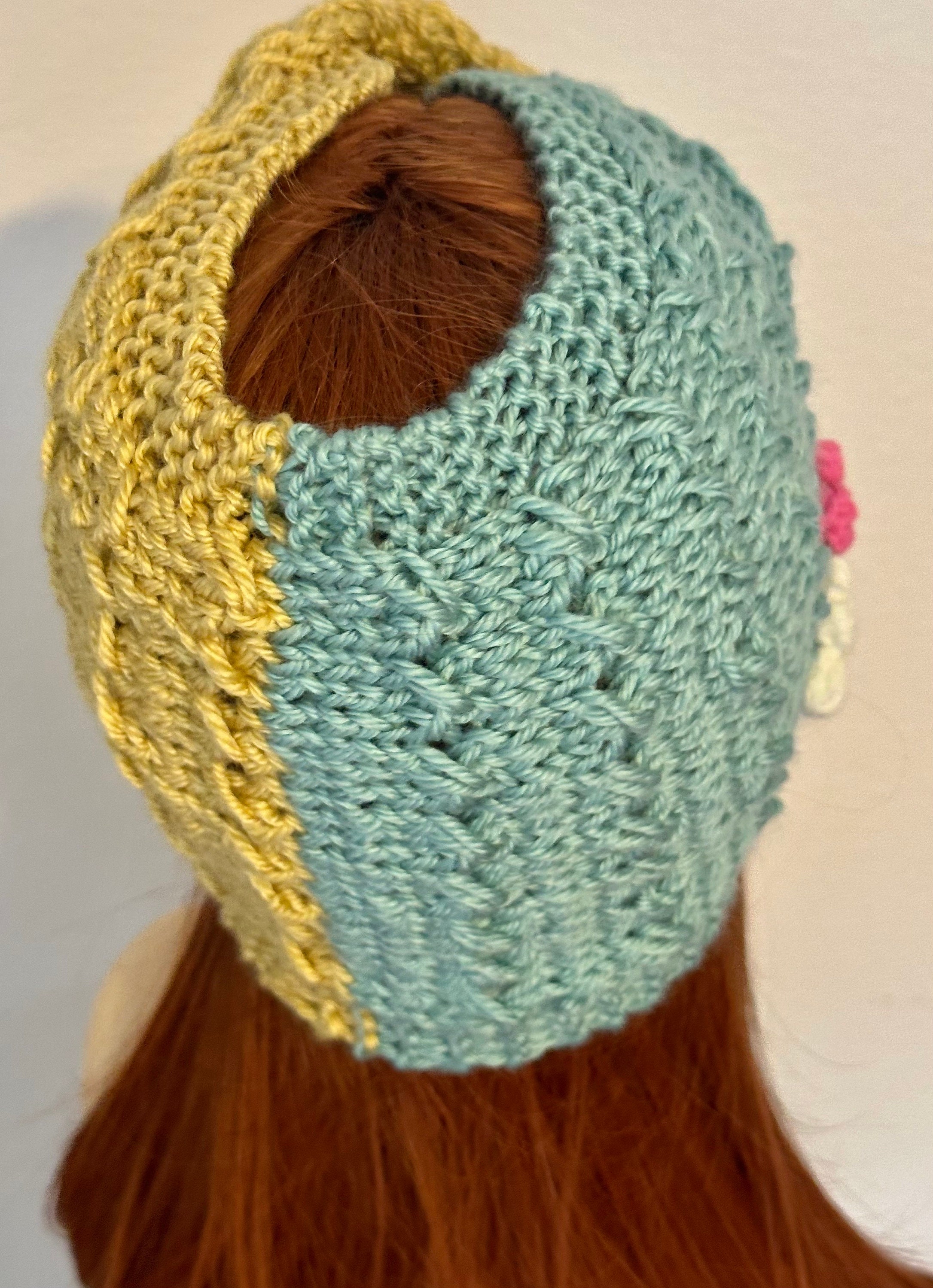 Hand Knits 2 Love Cotton Headband Headwrap Bandana Turban Lace Flower  Designer Hand Knits 2 Love Cotton Headband Headwrap Bandana Turban  main image 2