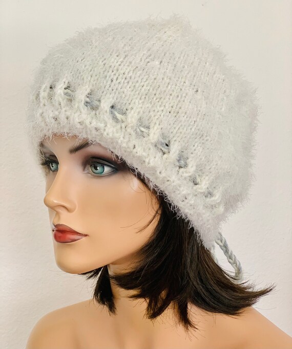 Hand Knits 2 Love Slouch Beanie Hat Beret Cap Tam Snow White  display picture 2