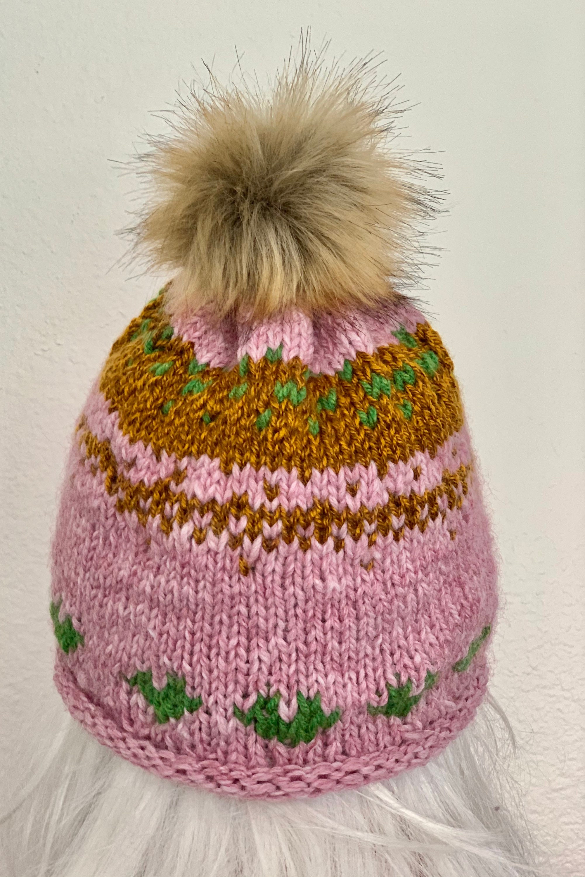 Hand Knits 2 Love Beanie Hat Cap Fair-isle Faux Fur Pom Pom Designer Black Coppe The Double Pom Beanie - Choose your colors – Charlie and Luna Co main image 3
