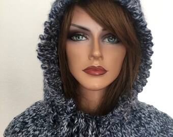 Hand Knits 2 Love Hoodie Cowl Hat Designer Fashion Denim  display picture 1