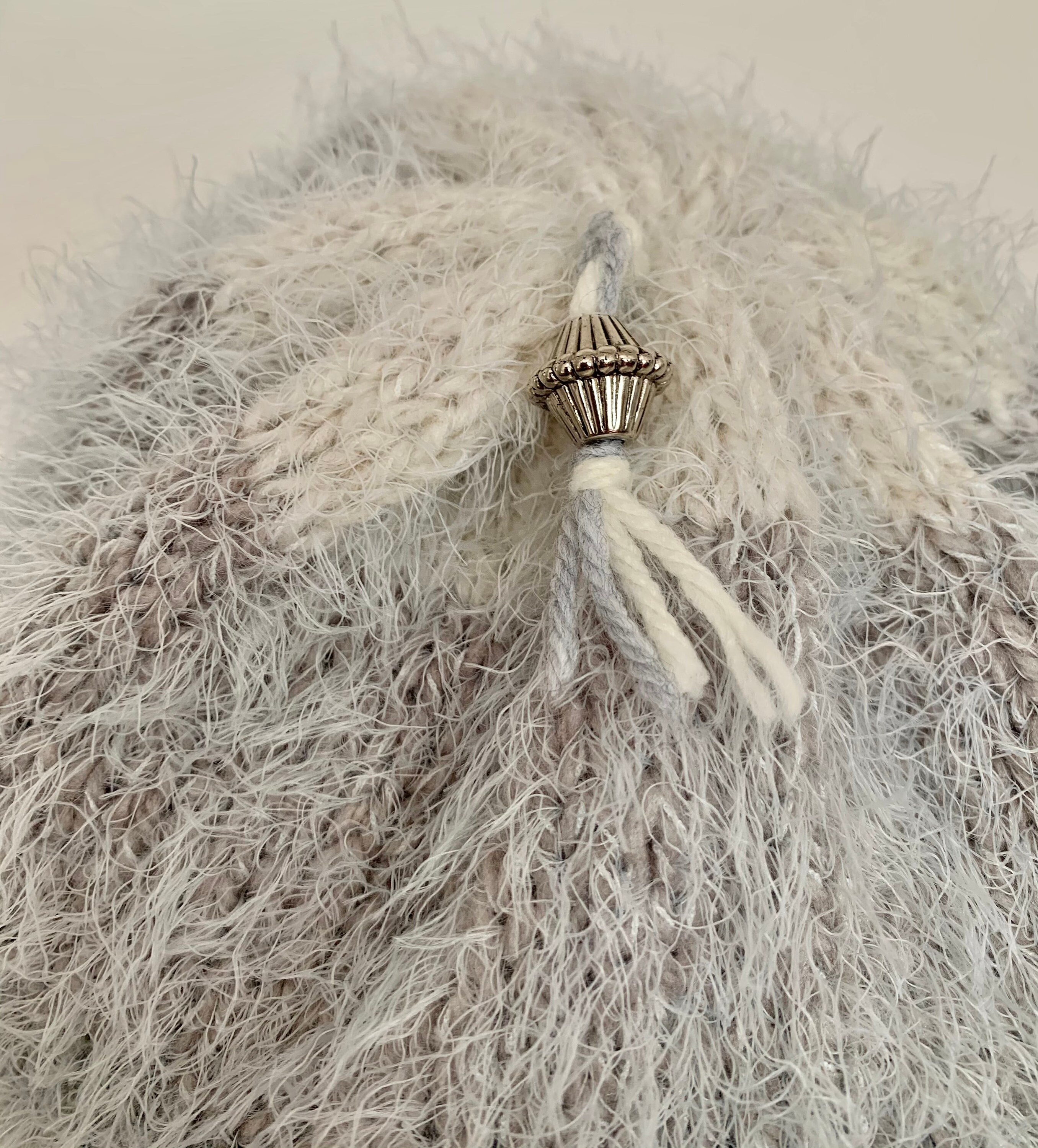 Hand Knits 2 Love Beanie Hat Cap Silver Beads Adjustable Fit  display picture 1