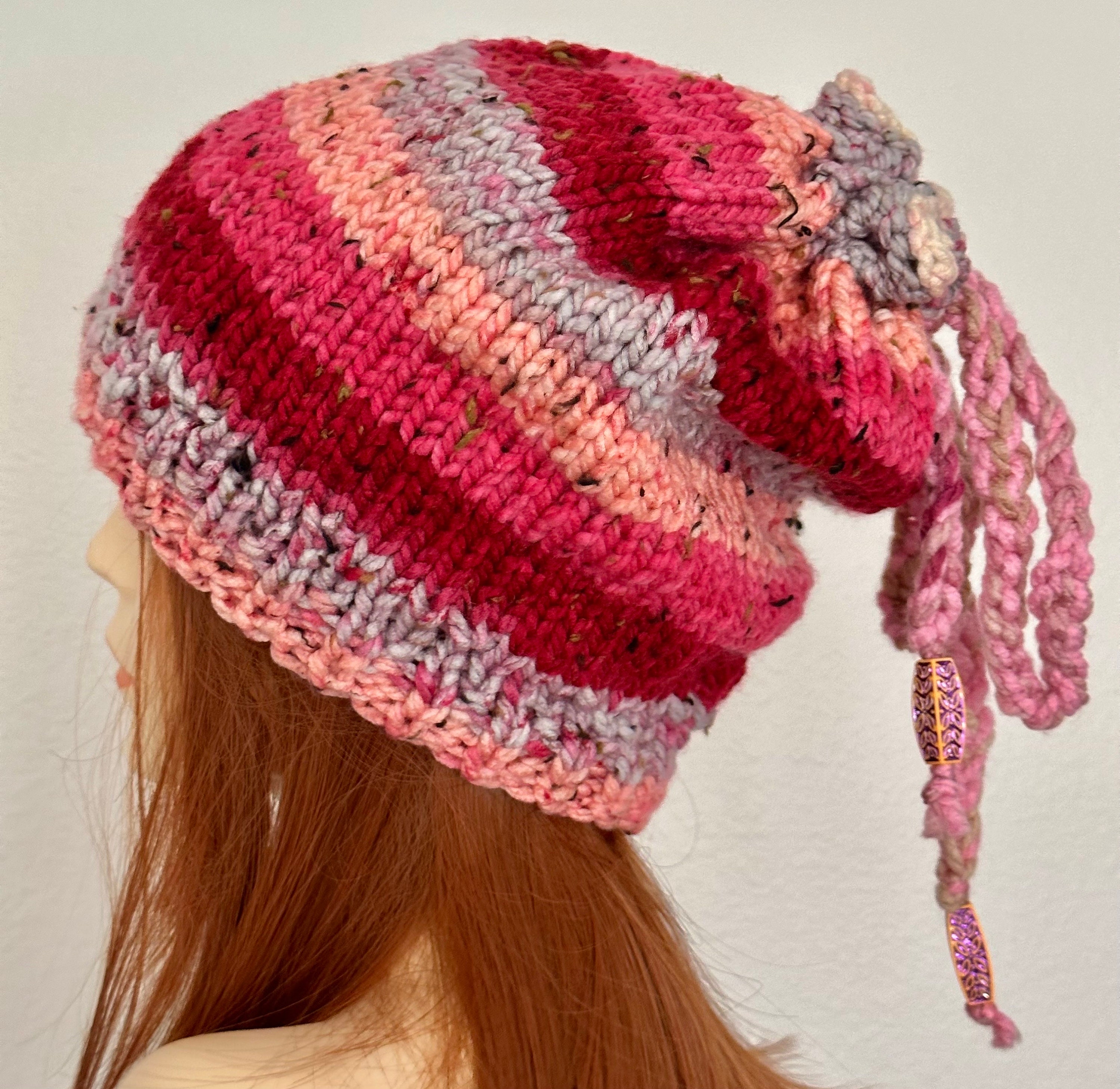 Hand Knits 2 Love Slouch Hat Cap Beanie Ombré Tweed Braid  display picture 1