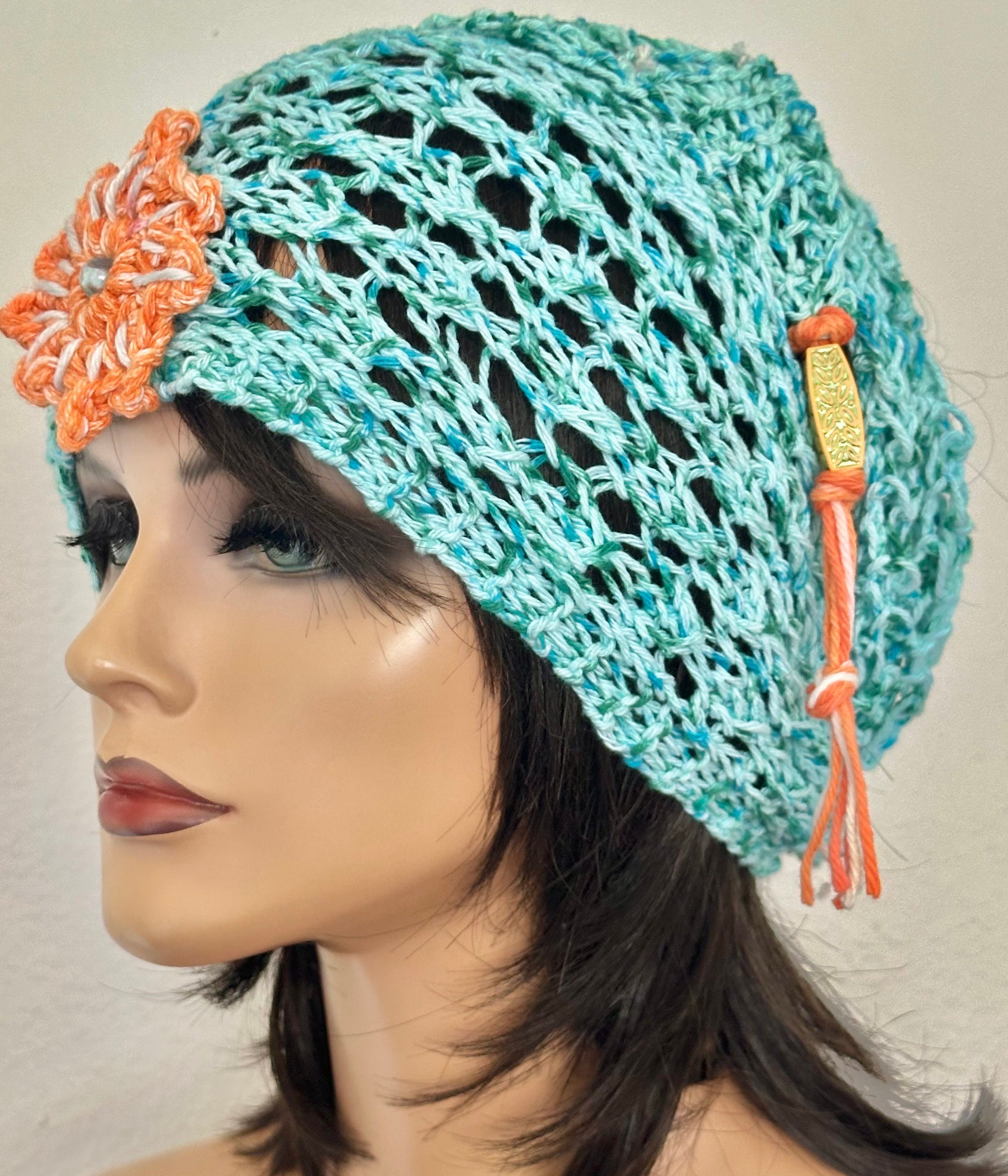Hand Knits 2 Love Cotton Headband Headwrap Bandana Scarf Bead Tassels Designer Hand Knits 2 Love Cotton Headband Headwrap Bandana Turban  main image 3
