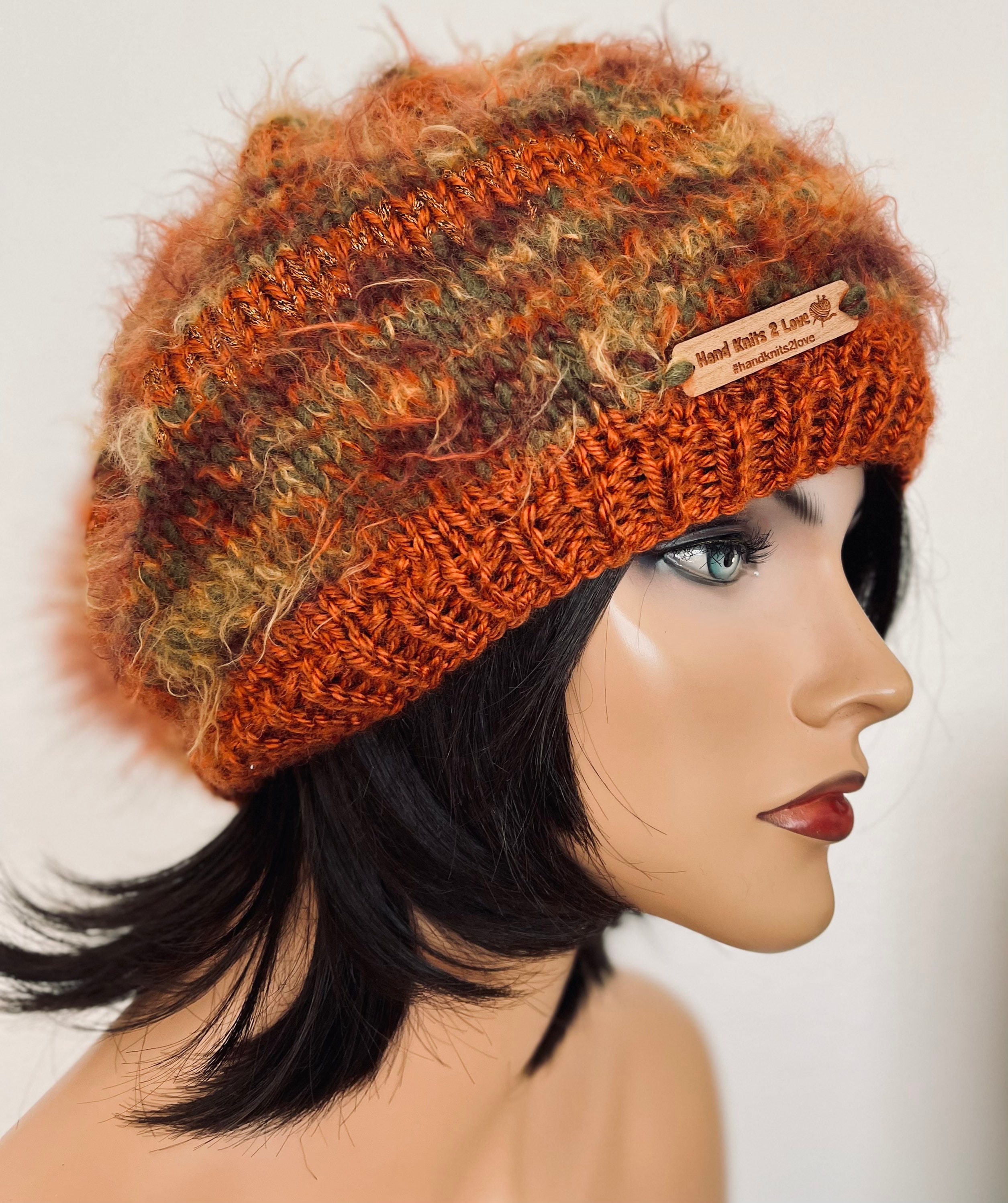 Hand Knits 2 Love Slouch Hat Beanie Cap Beret Tam Rustic  display picture 3