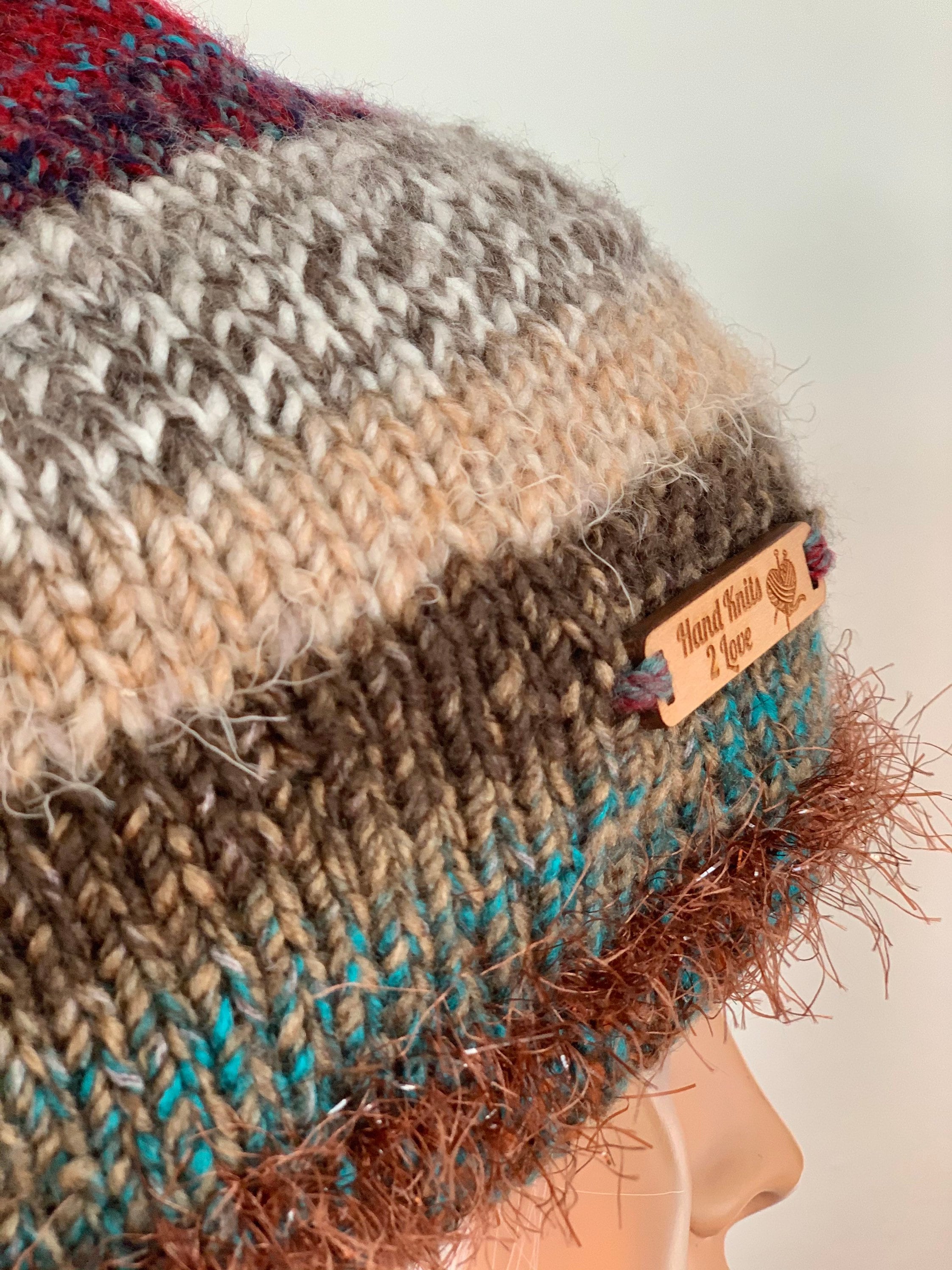 Hand Knits 2 Love Slouch Beanie Hat Cap Beret Rustic  display picture 1