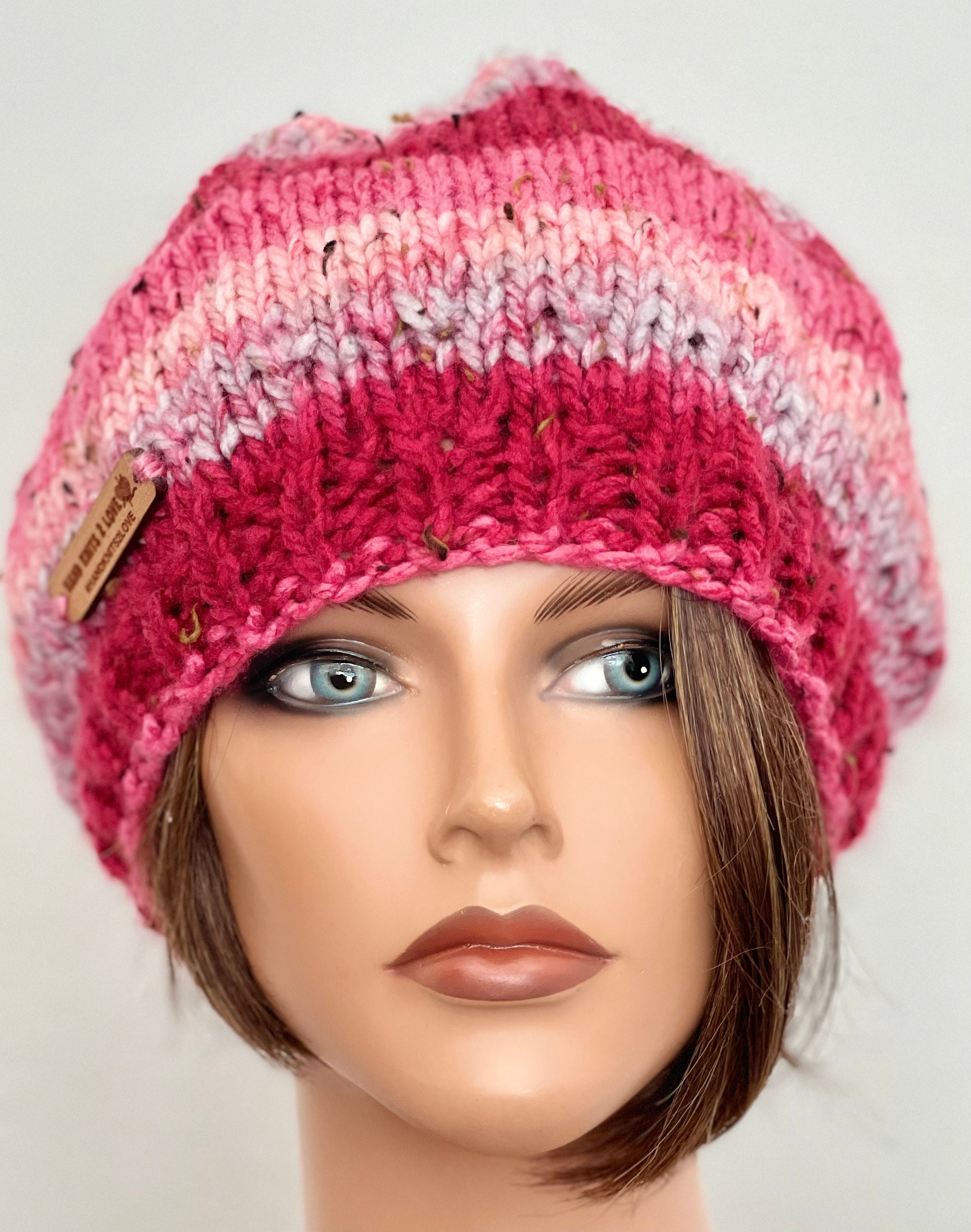 Hand Knits 2 Love Winter Hat Slouch Beanie Bow Gem Designer Fashion Ombré Chic Hand Knits 2 Love Slouch Beanie Hat Cap Tam Ombre Autumn  main image 4