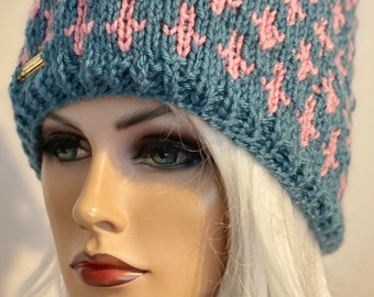 Hand Knits 2 Love Beanie Hat Cap Slouch Fair-isle Hearts Pearls Braid Designer Ravelry: Fair Isle Heart Beanie pattern by Sue Callachor main image 4