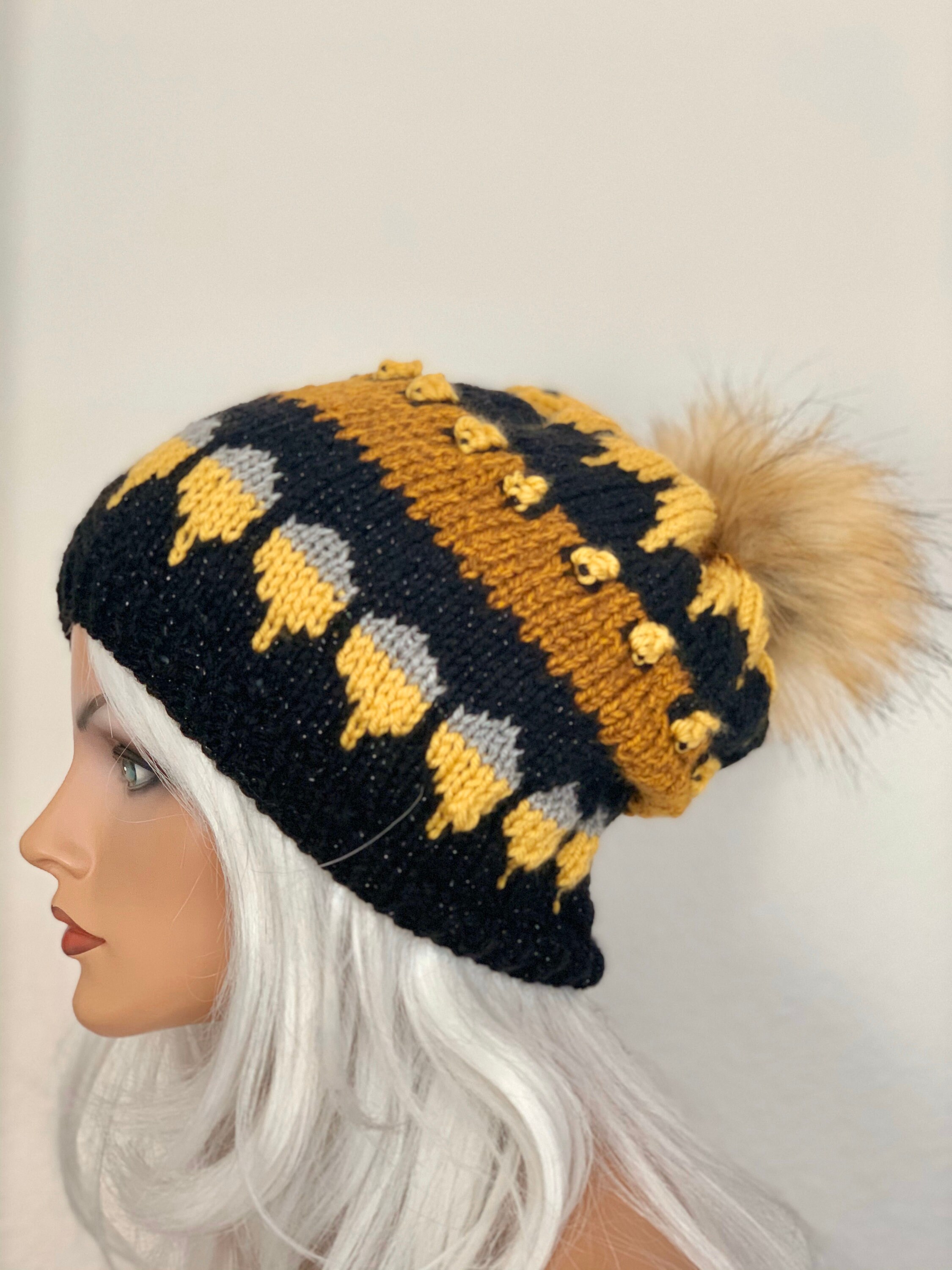 Hand Knits 2 Love Hat Slouch Beanie Cap Fair-isle Designer  display picture 3