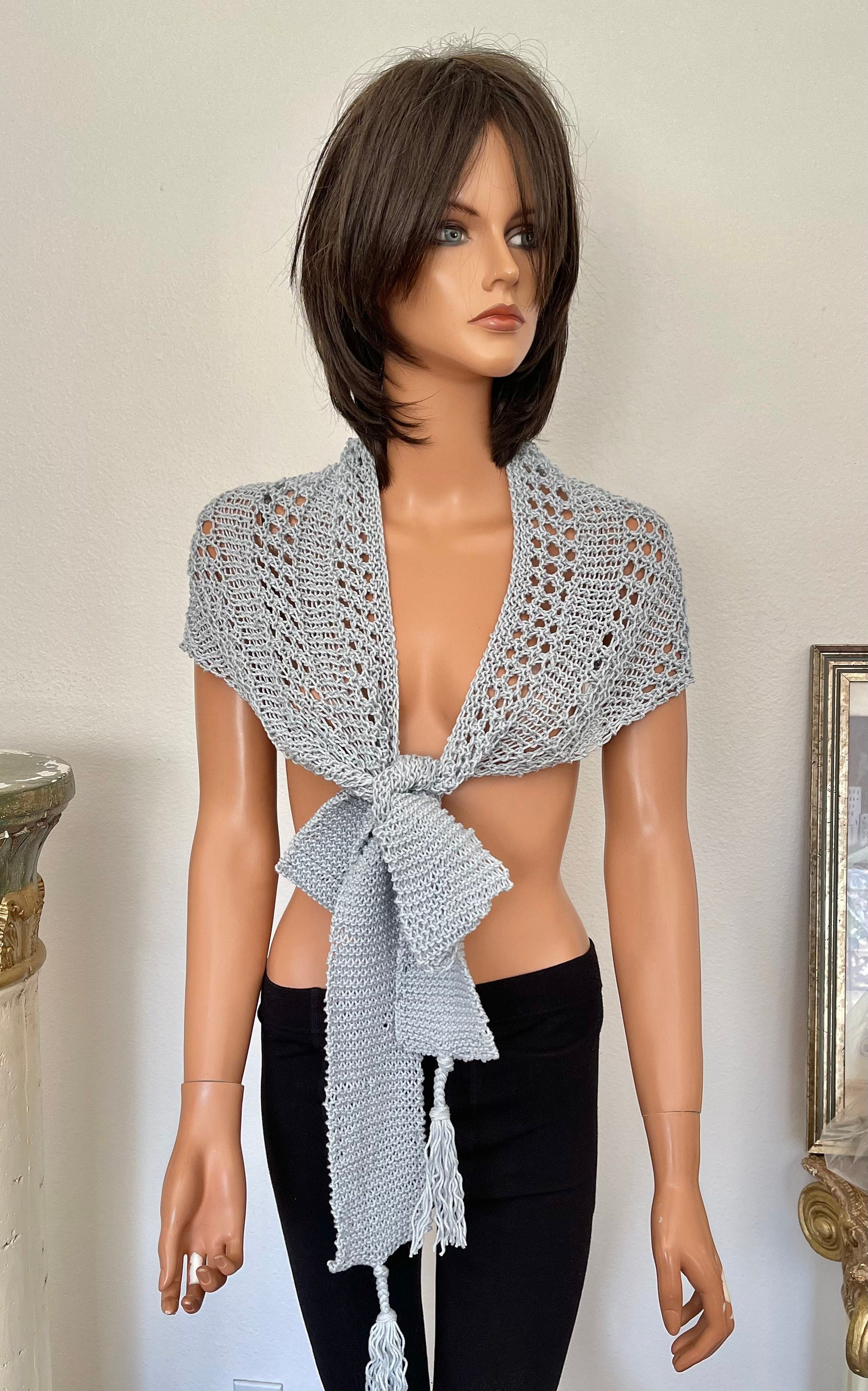 Hand Knits 2 Love Mercerized Cotton Triangle Shawl Wrap 