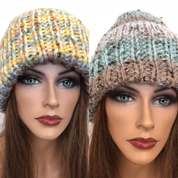 Hand Knits 2 Love Beanie Hat Cap Two Sided Designer Fashion  display picture 3
