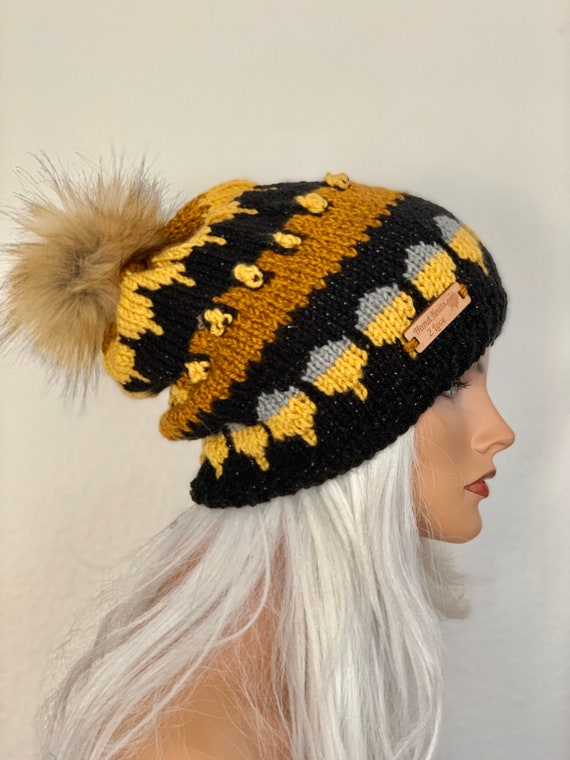 Hand Knits 2 Love Hat Slouch Beanie Cap Fair-isle Designer  display picture 3