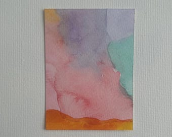 Original ACEO Watercolor Miniature Abstract Painting - Miniature Watercolor Painting - ACEO Miniature Painting 2.5"x3.5" - ACEO Painting