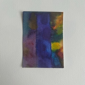 Original ACEO Watercolor Miniature Abstract Painting - Miniature Watercolor Painting - ACEO Miniature Painting 2.5&quot;x3.5&quot; - ACEO Painting