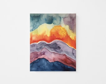 抽象風景画、風景水彩画、抽象風景画、風景画、半抽象風景画、水彩風景