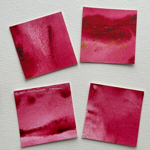 Originele roze aquarel abstracte kunst stickers set van 4 - aquarel roze abstracte kunst stickers - originele kunst stickers - plakboek stickers