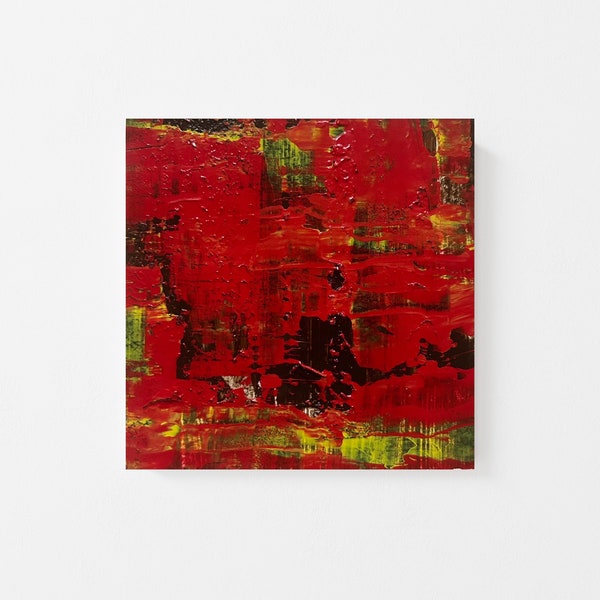 Palette-couteau acrylique rouge et noir original peinture abstraite sur bois - peinture acrylique abstraite texturée - peinture abstraite rouge noir