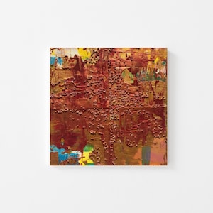 Original Acrylic Abstract Painting on Wood - Miniature Abstract Art - Textured Abstract Acrylic Painting - 4x4 Abstract Art - Mini Painting