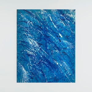 Original Acrylic Abstract Painting on Canvas - Blue White Abstract Acrylic Painting - Blue White Acrylic Canvas - Contemporary Art - 16”x20”