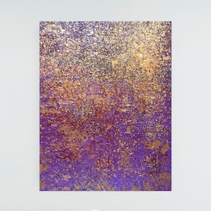 Pintura abstrata acrílica original sobre tela - Abstrato contemporâneo em roxo dourado - Abstrato acrílico com faca de paleta - Abstrato texturizado 11x14