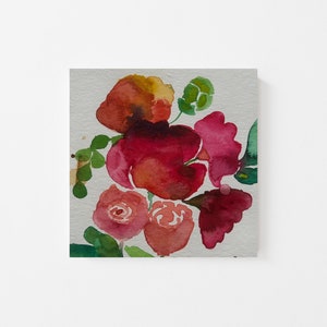 Original Abstract Watercolor Floral Painting - Abstract Floral Watercolor Painting - Watercolor Abstract Art - Miniature Floral Art 4&quot;x4&quot;