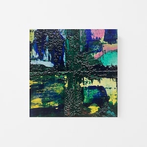 Original Acrylic Abstract Painting on Wood - Original Abstract Acrylic Painting - Miniature Artwork - Abstract Acrylic Artwork 4&quot;x4&quot;