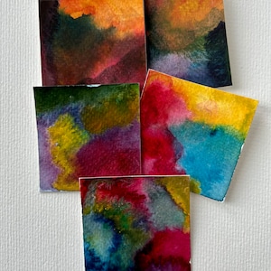 Originele abstracte aquarel kunststickers - aquarel abstracte stickers - originele kunststickers - plakboekstickers - aquarelstickers