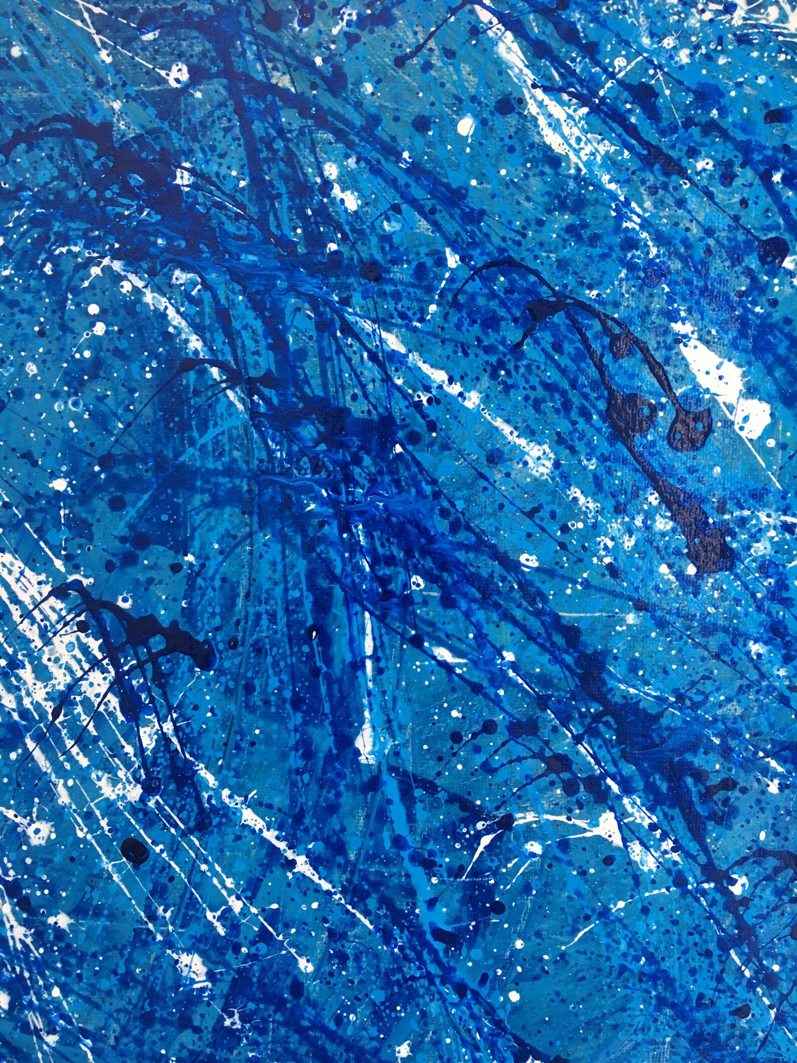 Original Acrylic Abstract Painting on Canvas Blue White Abstract