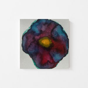Original Abstract Watercolor Floral Painting - Original Abstract Floral Watercolor Painting - Miniature Floral Watercolor Wallart - 4&quot;x4&quot;